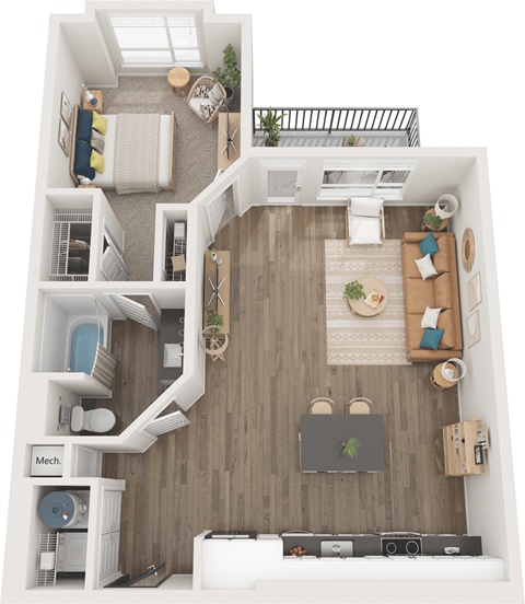 a 1 bedroom floor plan  the residences atmask